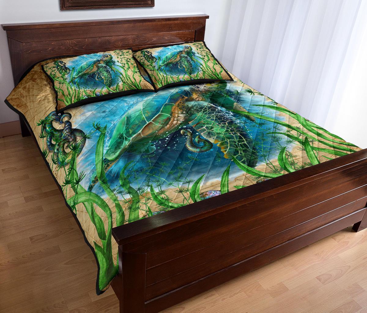 New Zealand Quilt Bed Set Turtle Manaia Maori Vintage - Vibe Hoodie Shop