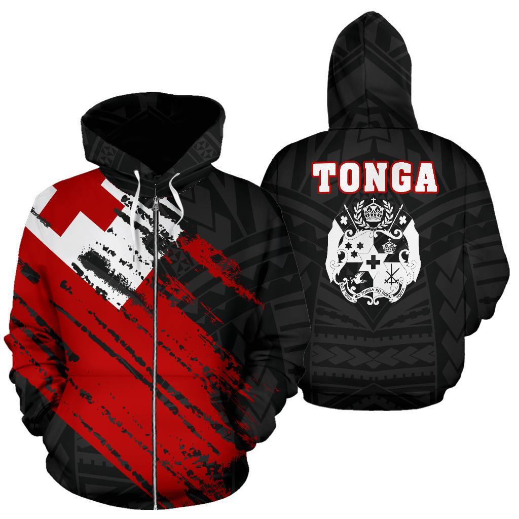 Zip Up Hoodie Tonga Flag Coat Of Arms Polynesian - 01 - Vibe Hoodie Shop