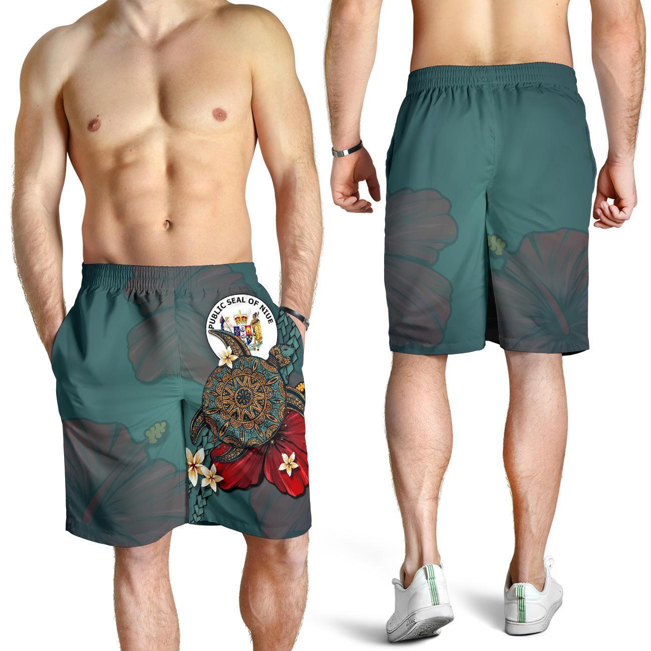 Niue Shorts Men - Blue Turtle Tribal - Vibe Hoodie Shop