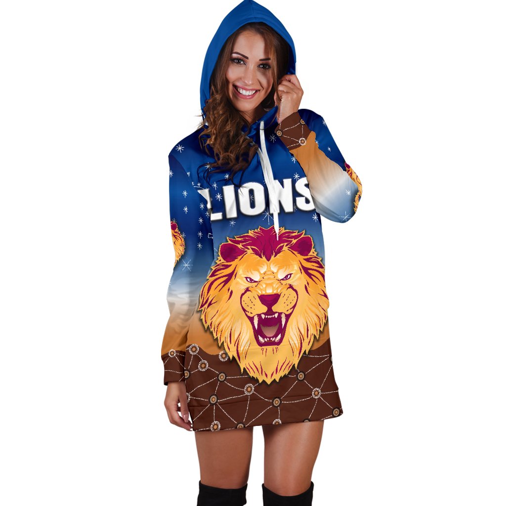 Brisbane Lions Women Hoodie Dress Simple Indigenous - Vibe Hoodie Shop