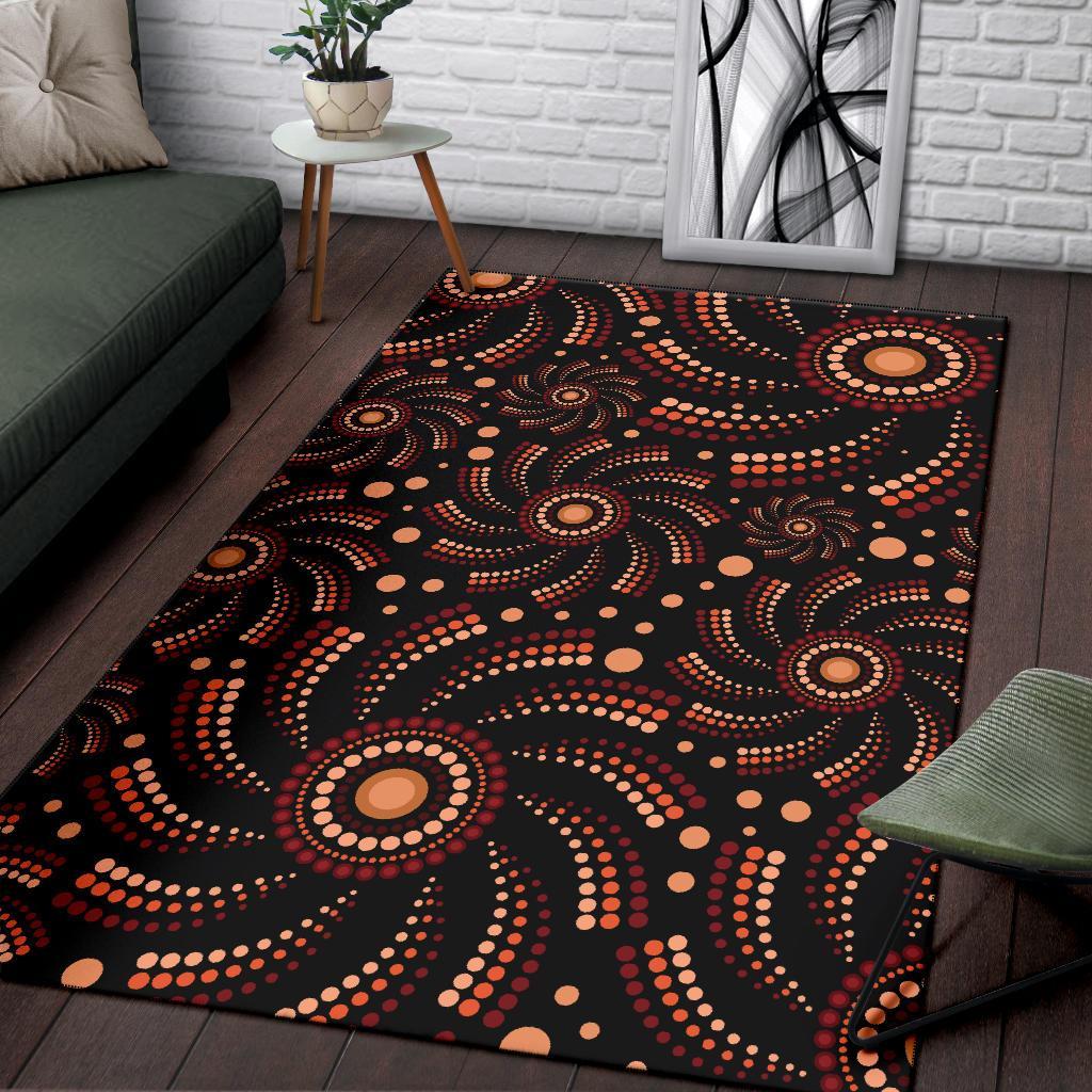 Aboriginal Area Rug - Aboriginal Circle Dot Painting Patterns - Vibe Hoodie Shop