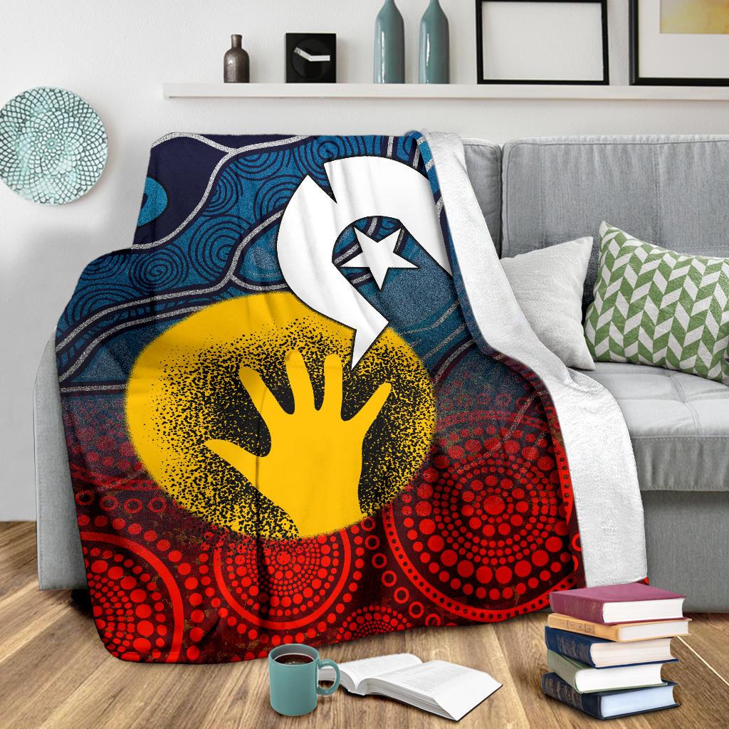 Aboriginal Premium Blanket - Aboriginal and Torres Strait Islanders Flag - Vibe Hoodie Shop