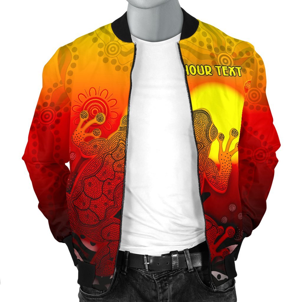 Custom Aboriginal Men's Bomber Jacket - Indigenous Frog (Red) - Vibe Hoodie Shop