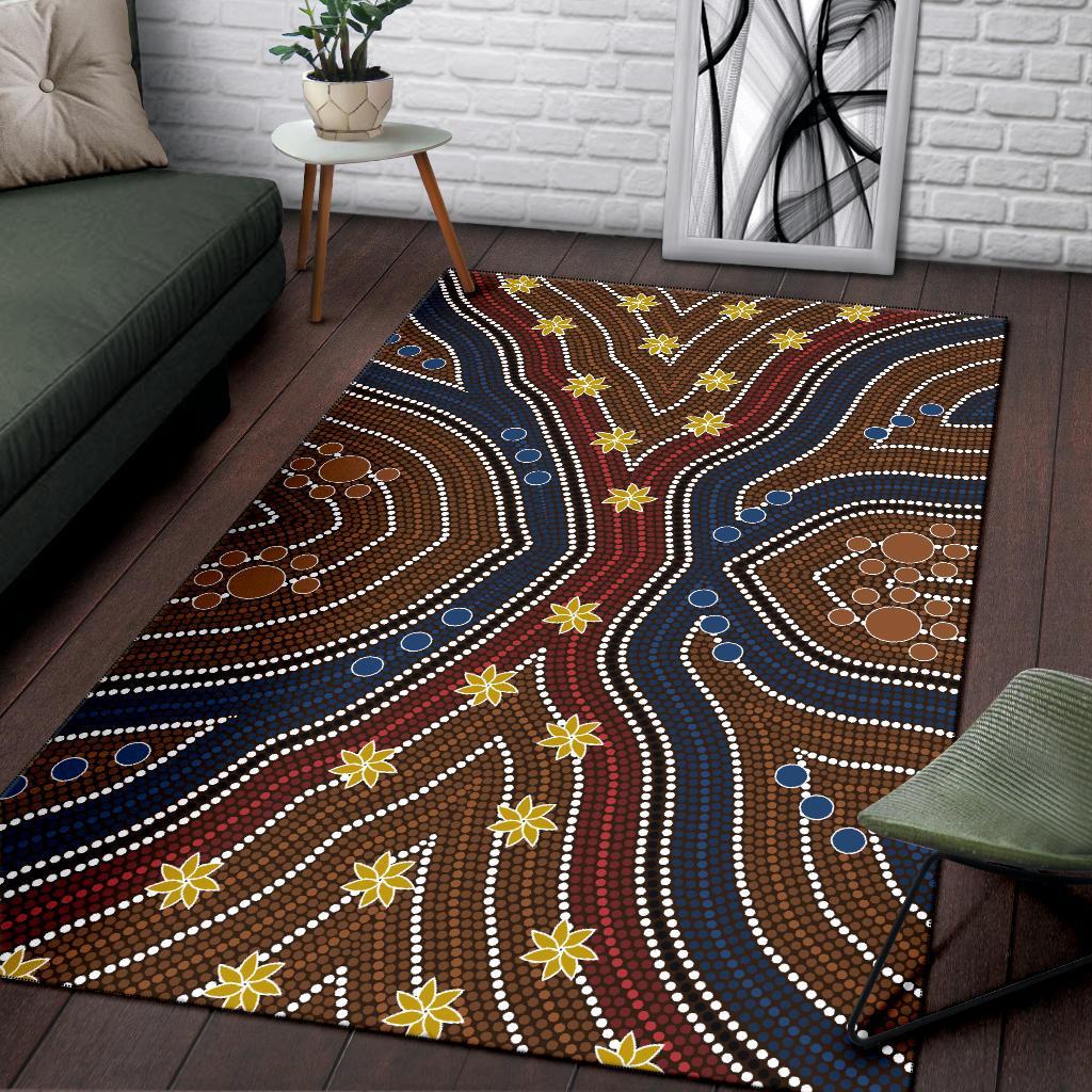 Area Rug - Aboriginal Dot Painting Depicting Wet - Vibe Hoodie Shop