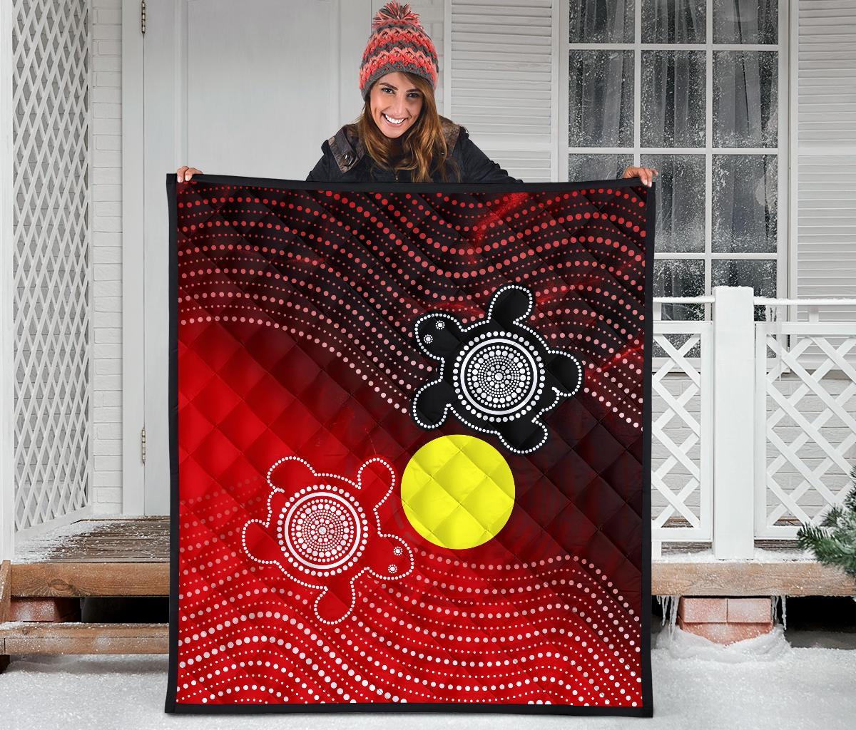 Aboriginal Premium Quilt - Indigenous Circle Dot Painting Style - - Vibe Hoodie Shop