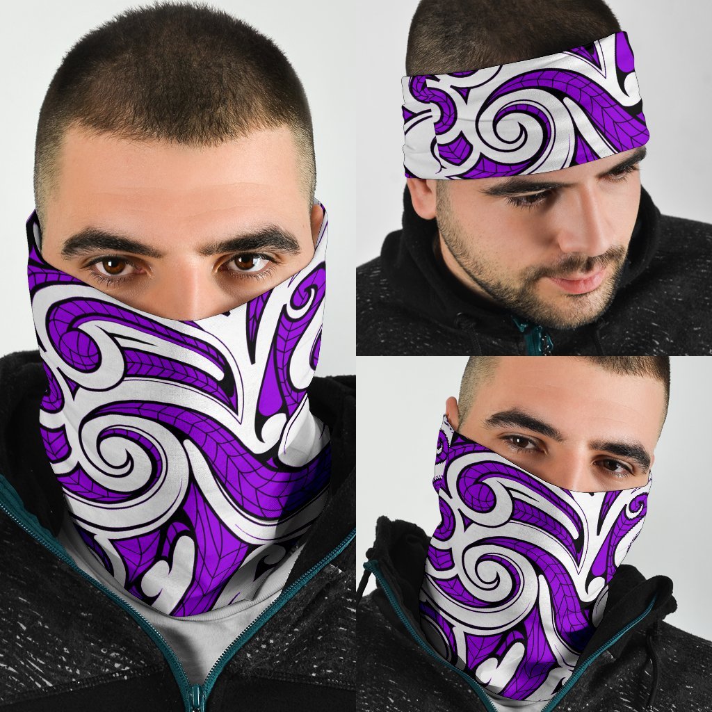 New Zealand Maori Tribal Ornament Bandana - Purple - Vibe Hoodie Shop