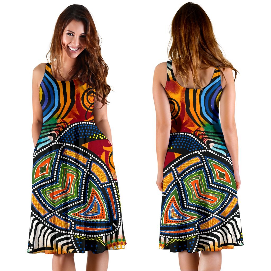 aboriginal-midi-dress-turtle-indigenous-art