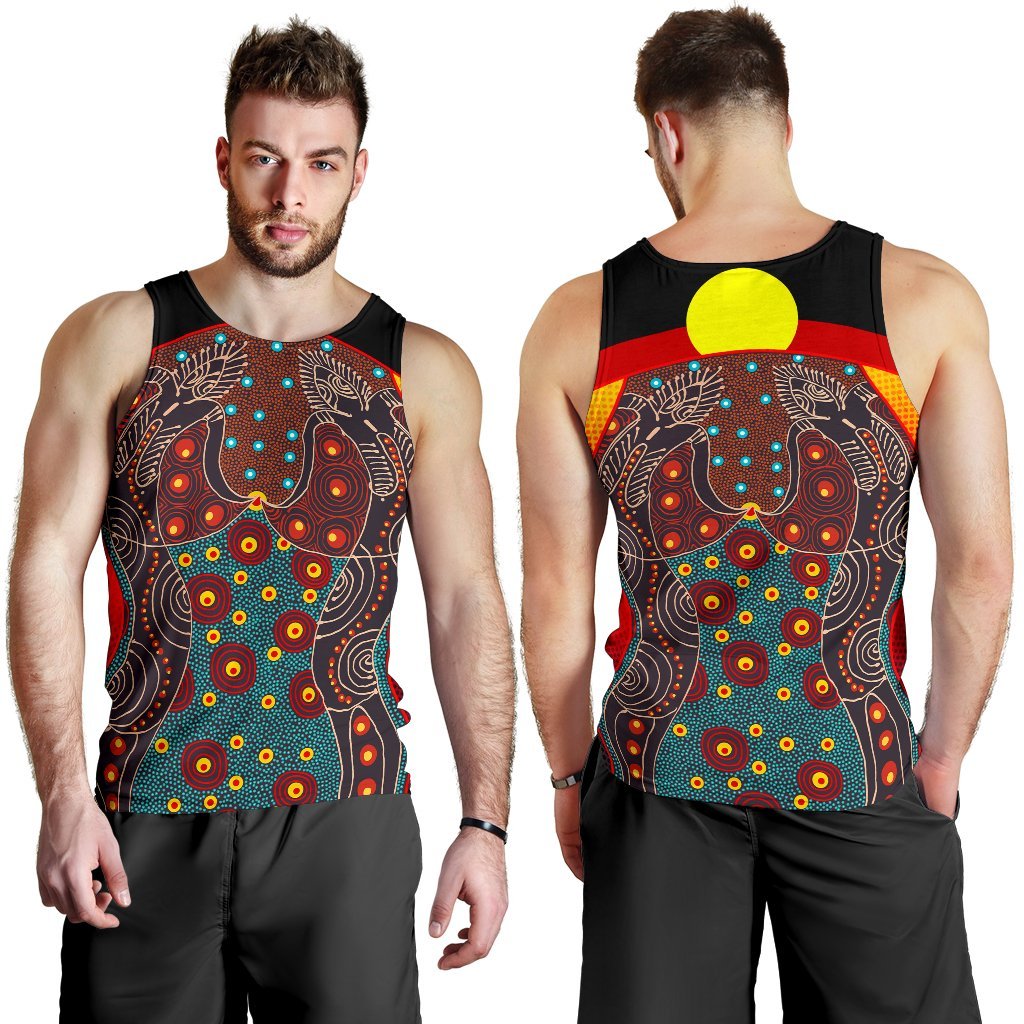 Men's Tank Top - Aboriginal Sublimation Dot Pattern Style (Red) - Vibe Hoodie Shop