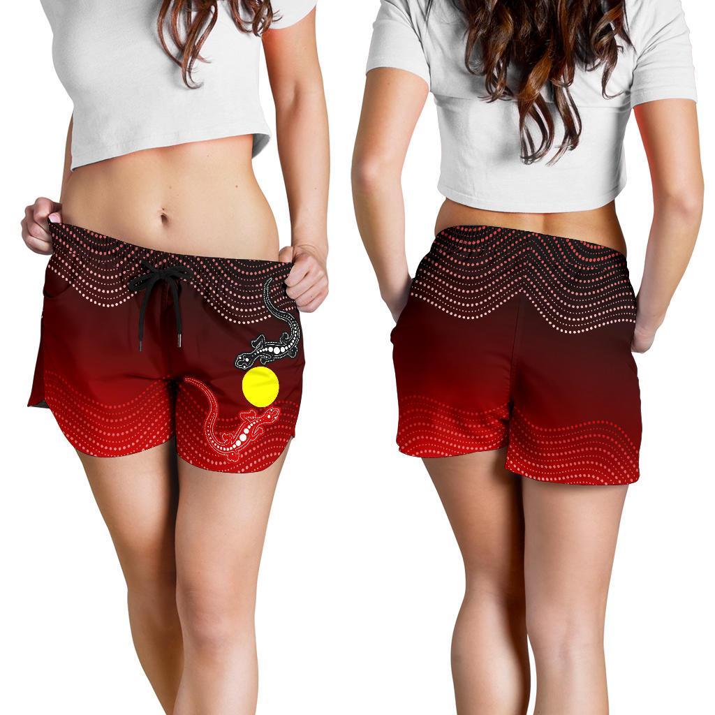 aboriginal-all-over-print-womens-shorts-two-indigenous-lizard