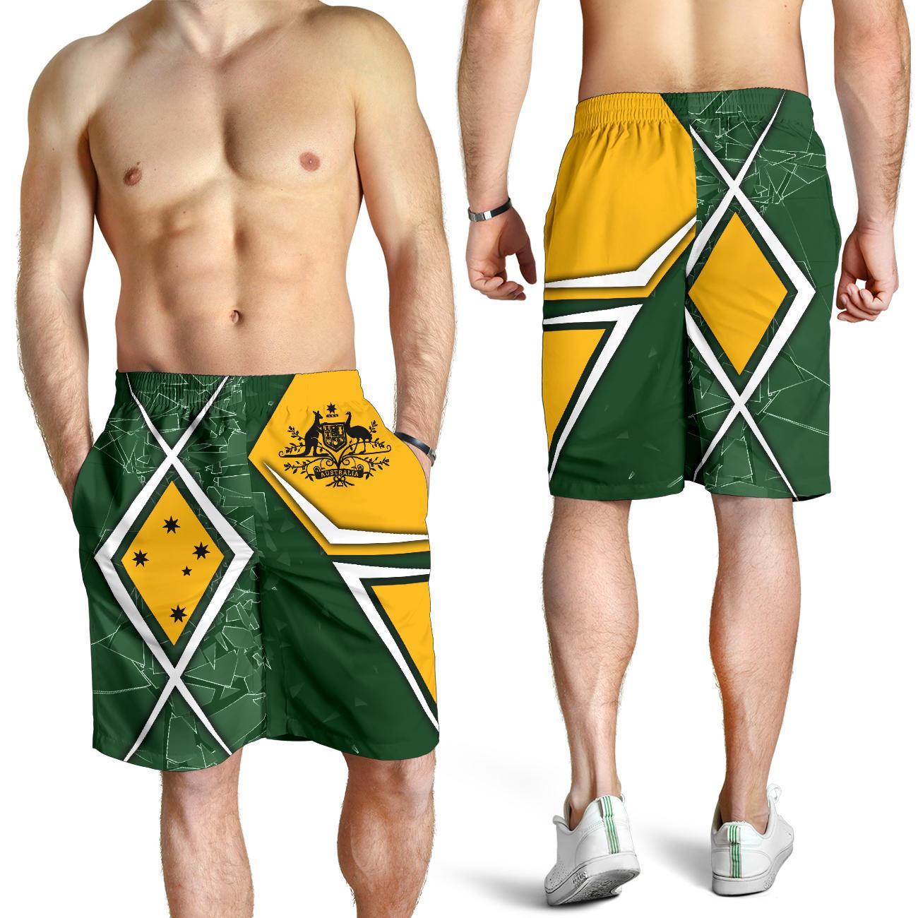 Men's Shorts - Aussie Flag (Green) - Vibe Hoodie Shop