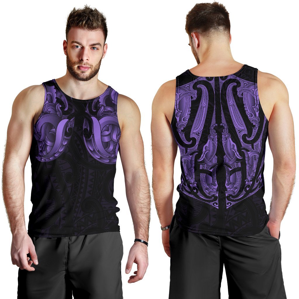 Maori Ta Moko Men Tank Top New Zealand Pastel Purple - Vibe Hoodie Shop