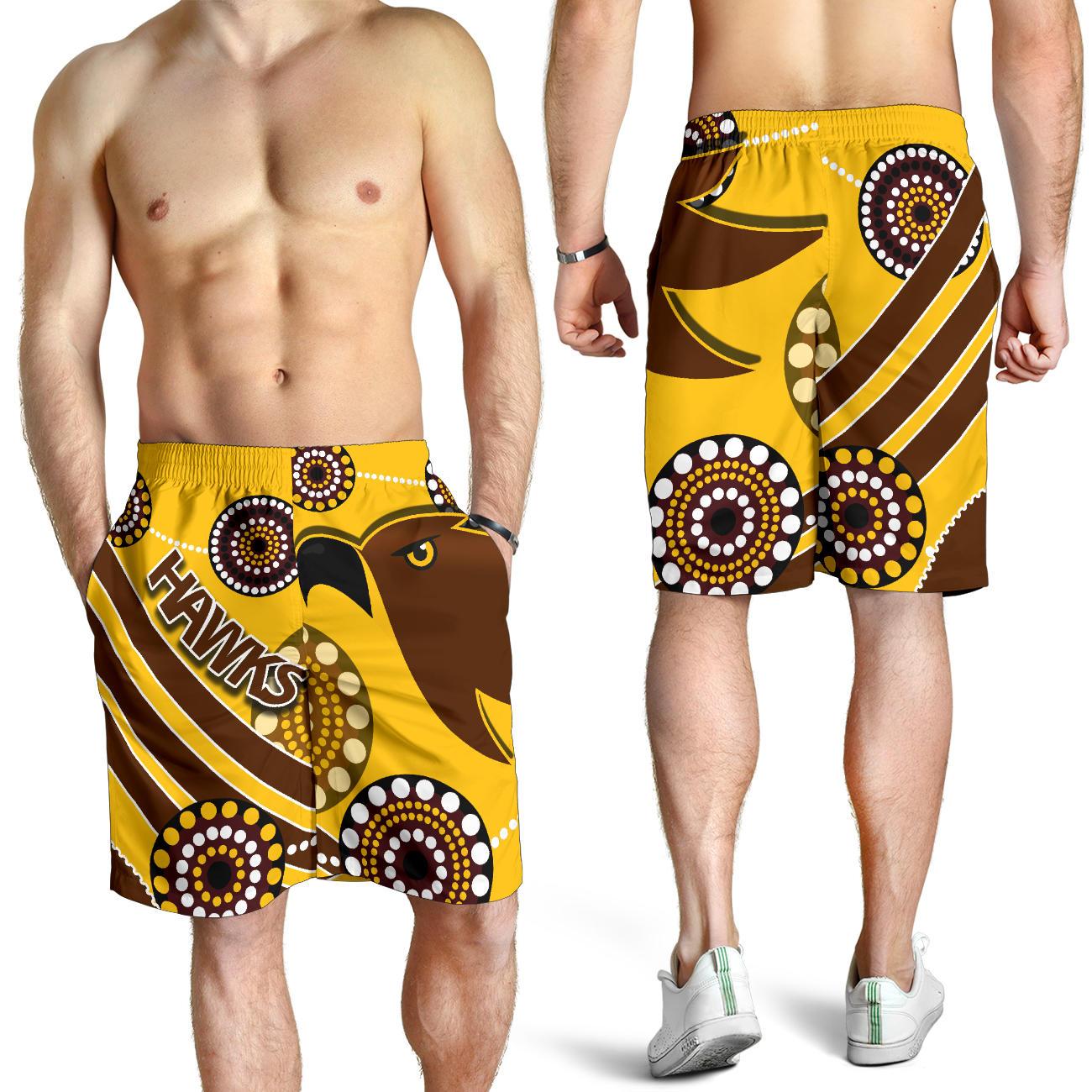 Pride Hawks Men Shorts Hawthorn Indigenous - Vibe Hoodie Shop