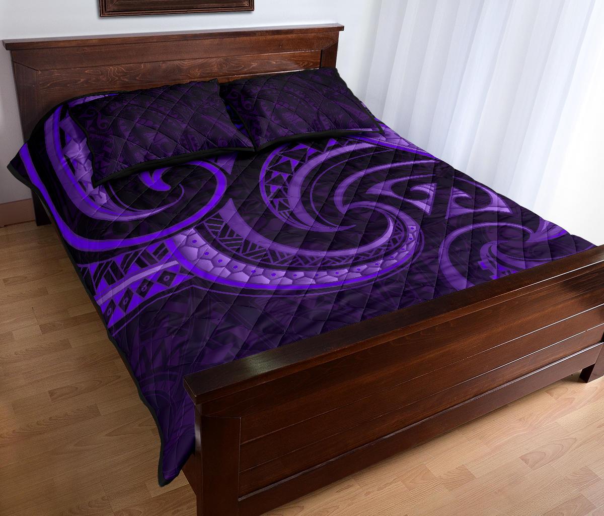 New Zealand Maori Mangopare Quilt Bed Set Polynesian - Purple - Vibe Hoodie Shop