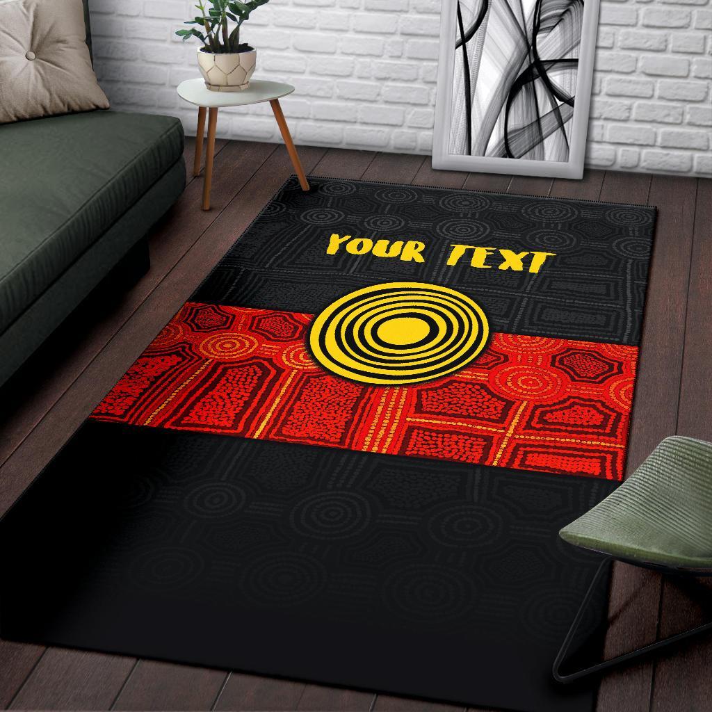 Vibe Hoodie Personalised Aboriginal Area Rug - Aussie Indigenous Flag - RLT20 - Vibe Hoodie Shop