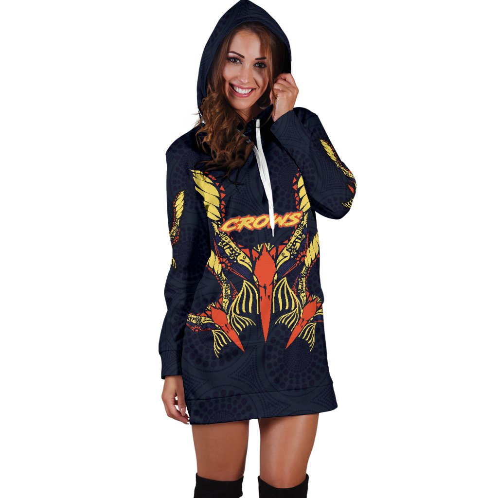 Adelaide Women Hoodie Dress Simple Indigenous Crows - Vibe Hoodie Shop