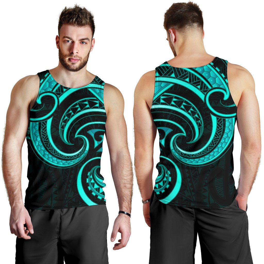 New Zealand Maori Mangopare Men Tank Top Polynesian - Turquoise - Vibe Hoodie Shop