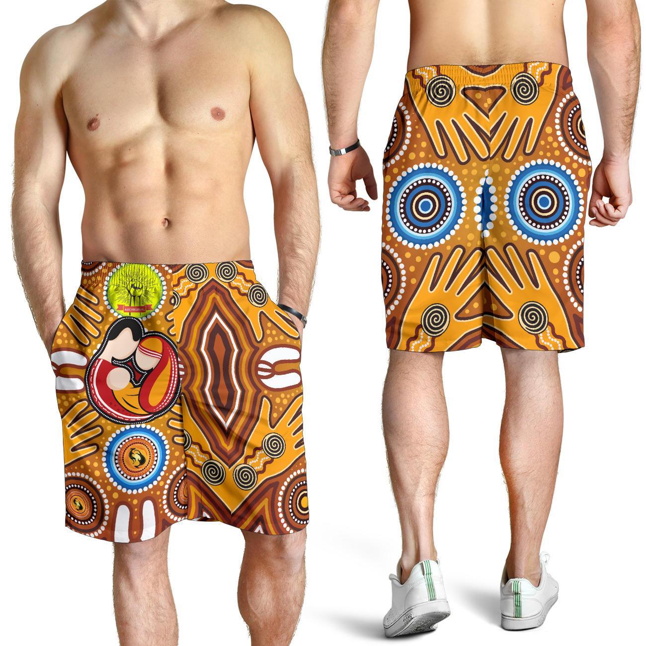 Shorts Men's - Aboriginal Family With Dot Painting art - Vibe Hoodie Shop