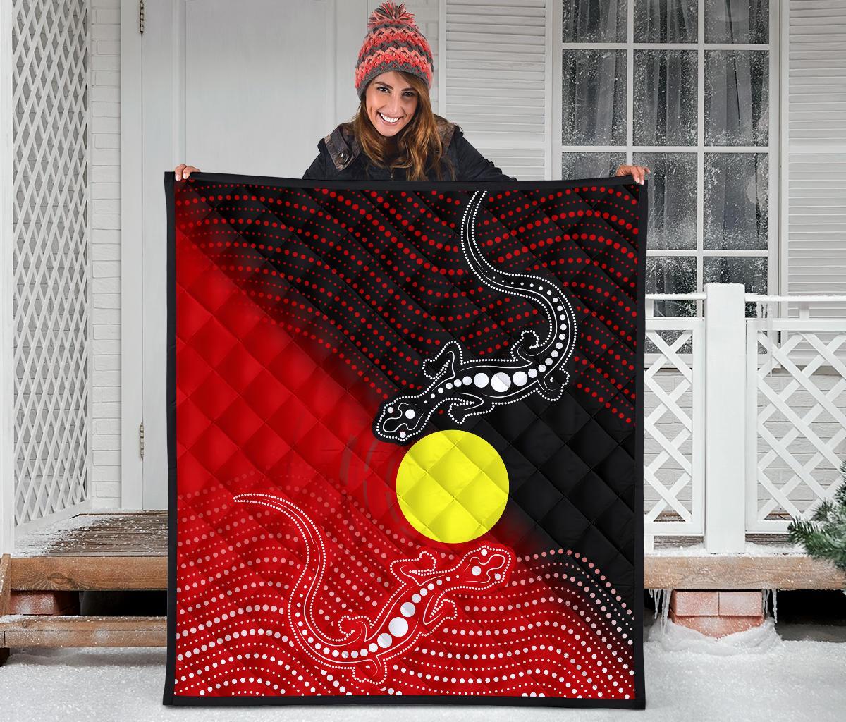 Aboriginal Premium Quilt - Two Indigenous Lizard - Vibe Hoodie Shop