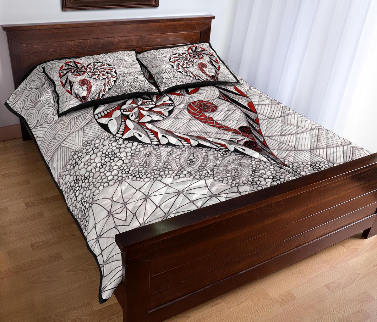 New Zealand Quilt Bed Set, Koru Aroha Maori Quilt And Pillow Cover - Vibe Hoodie Shop