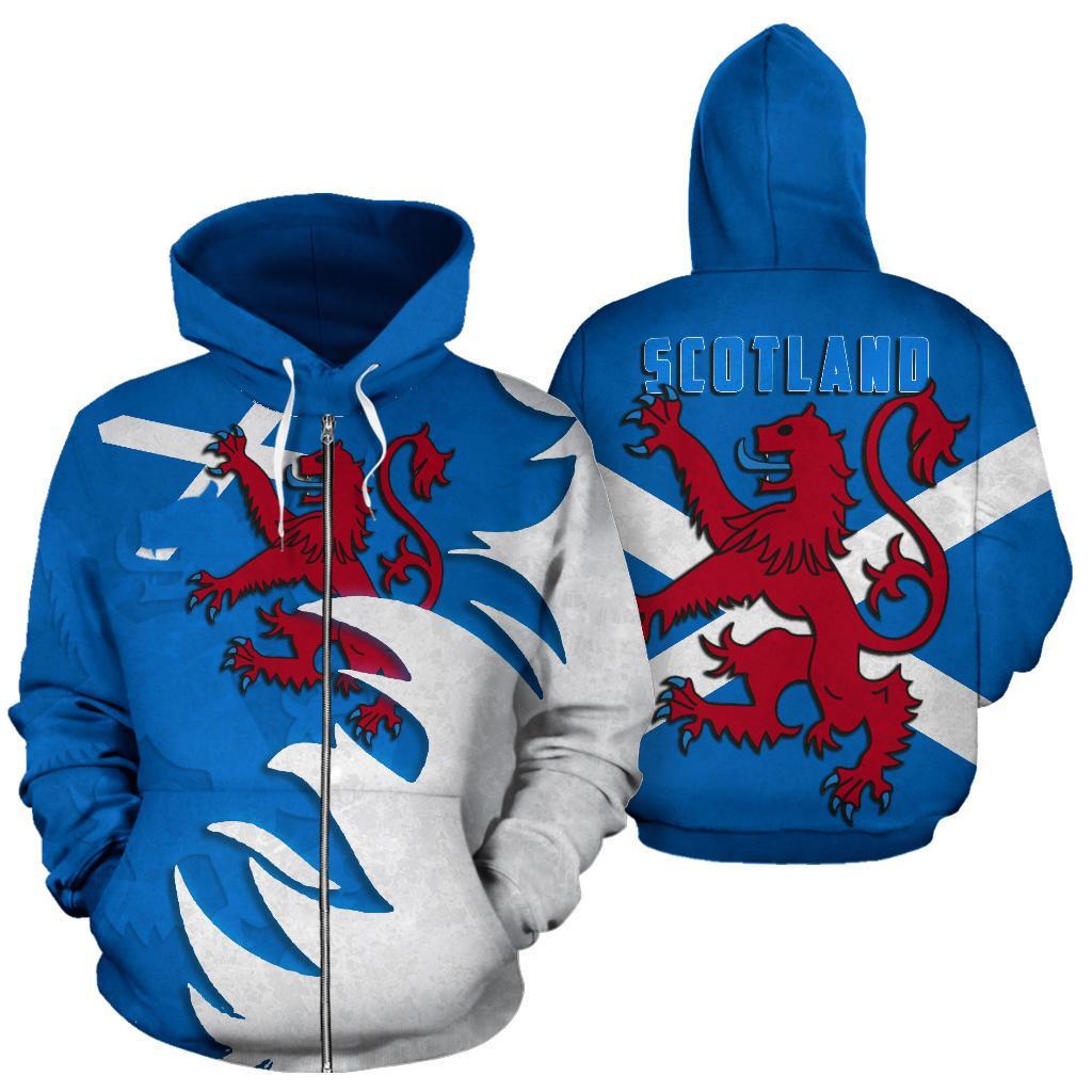 Scotland Zip - Up Hoodie Scottish Lion All Over Zipper Hoodie Hair Lion Style - Vibe Hoodie Shop