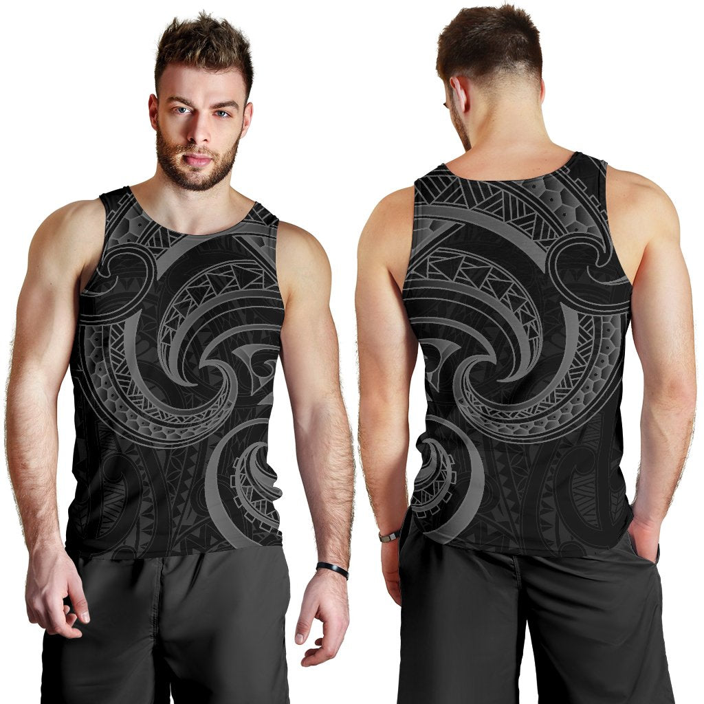 New Zealand Maori Mangopare Men Tank Top Polynesian - Black - Vibe Hoodie Shop