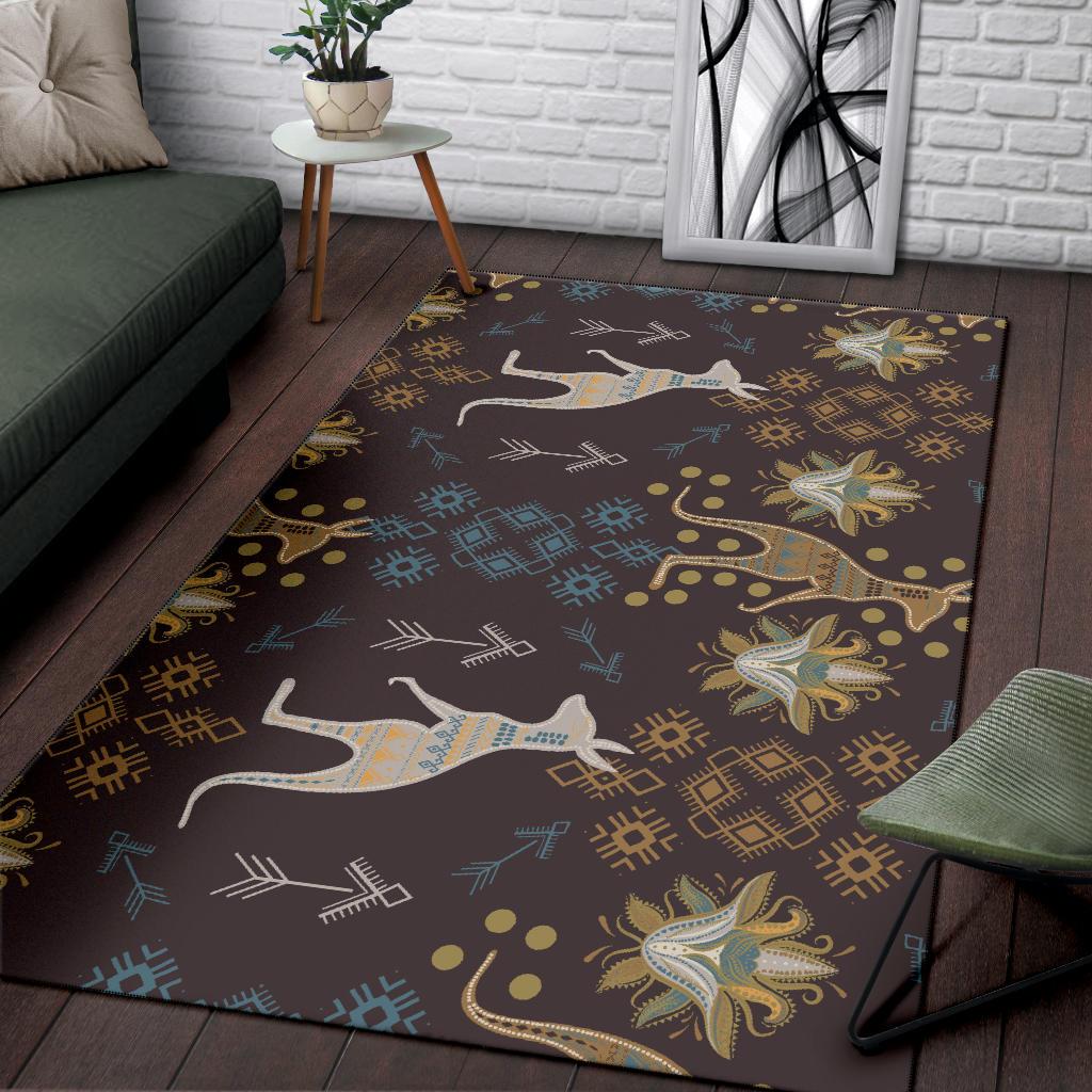 Area Rug - Kangaroo Rug Aboriginal Patterns Ver03 - Vibe Hoodie Shop