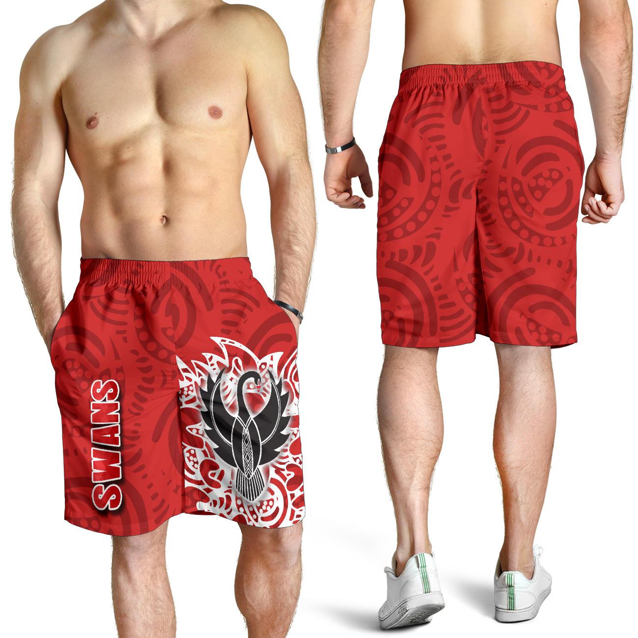 Sydney Men Shorts Simple Indigenous Swans - Vibe Hoodie Shop