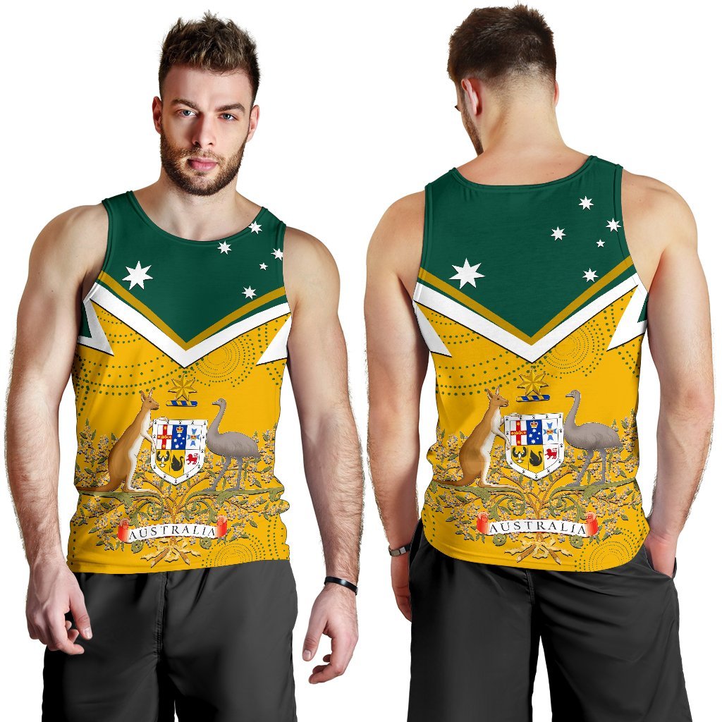 Men's Tank Top - Australian Coat Of Arms National Color - Vibe Hoodie Shop