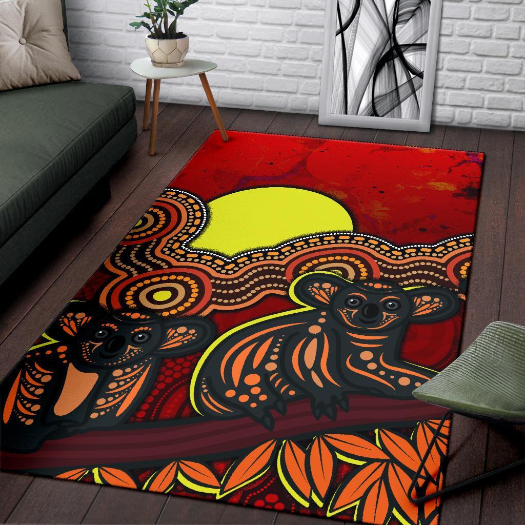 Aboriginal Area Rug - Australian Indigenous Koala - Vibe Hoodie Shop