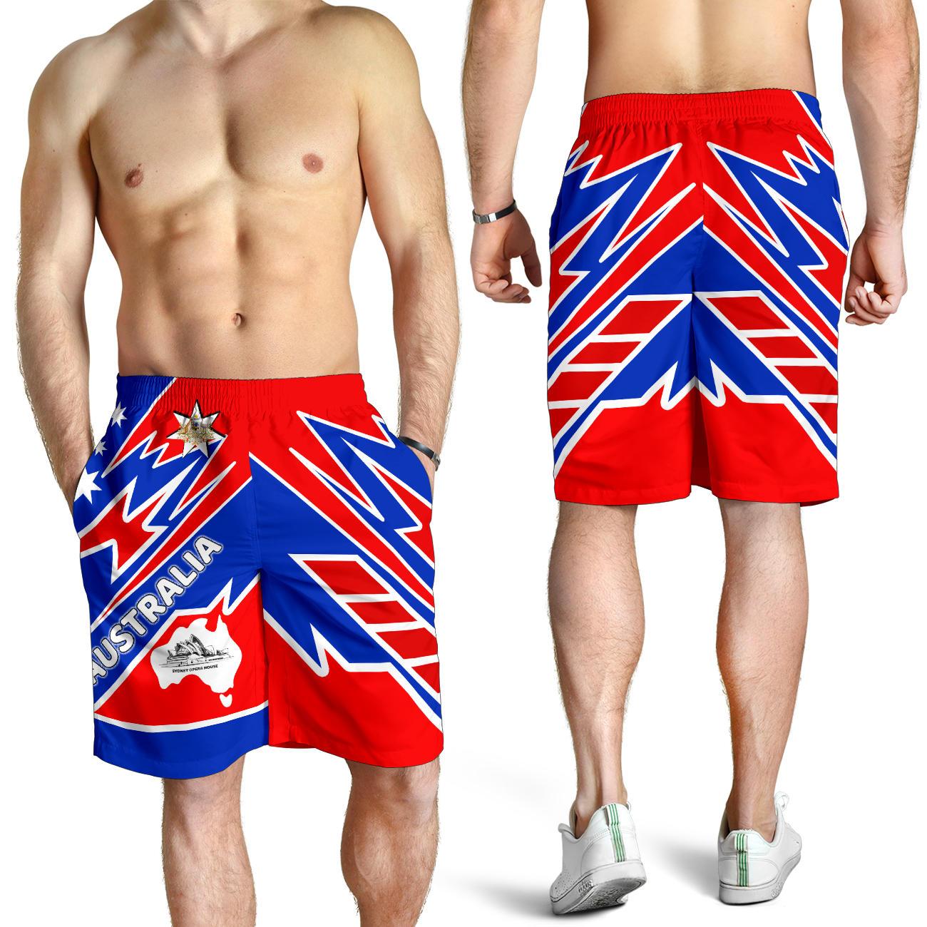 Shorts Men - Australia Flag Color And Coat Of Arm - Vibe Hoodie Shop