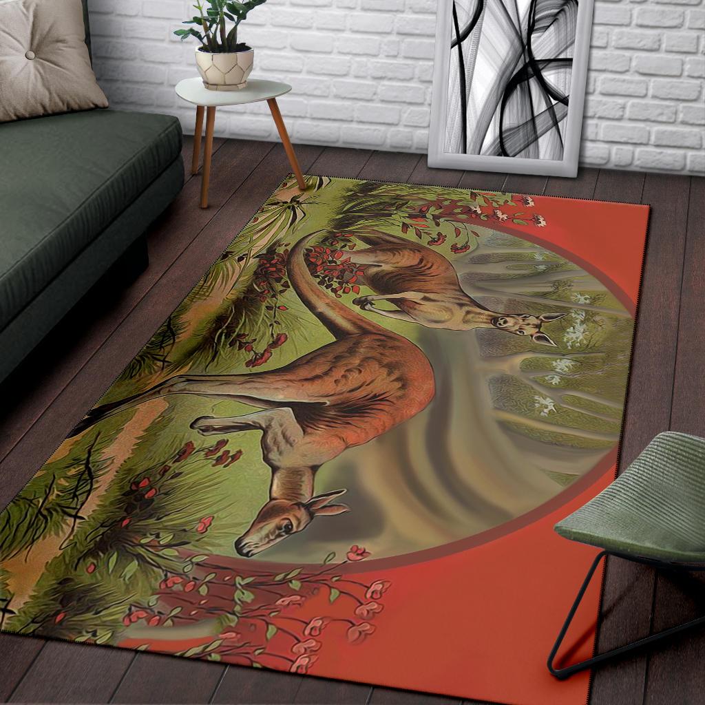 Area Rug - Kangaroo Rug In Forest Landscape Art - Vibe Hoodie Shop