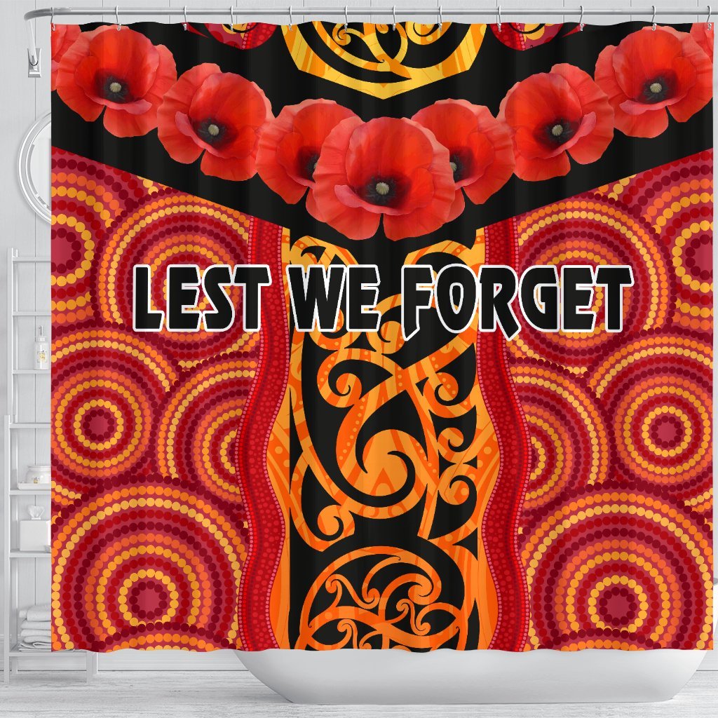 anzac-lest-we-forget-poppy-shower-curtain-new-zealand-maori-silver-fern-australia-aboriginal