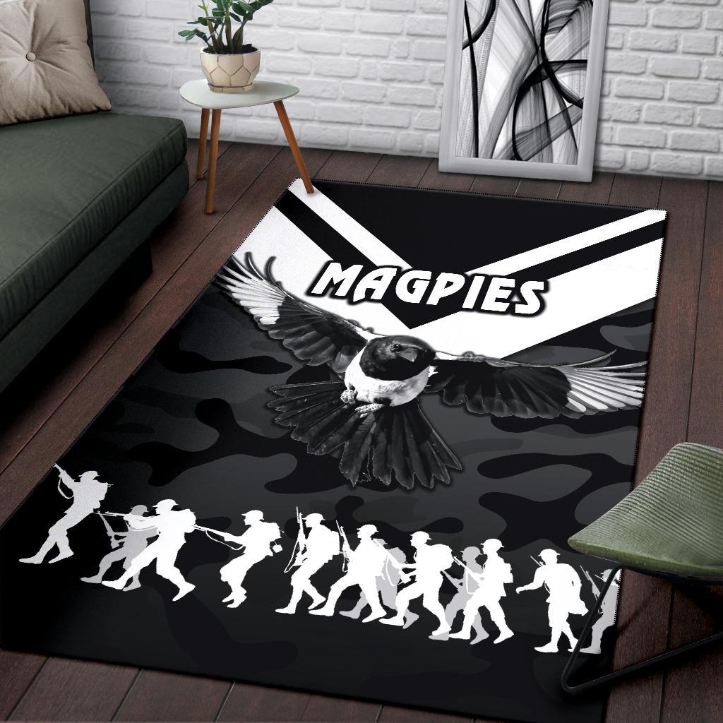 Western Suburbs Magpies Area Rug ANZAC Vibes - Black - Vibe Hoodie Shop