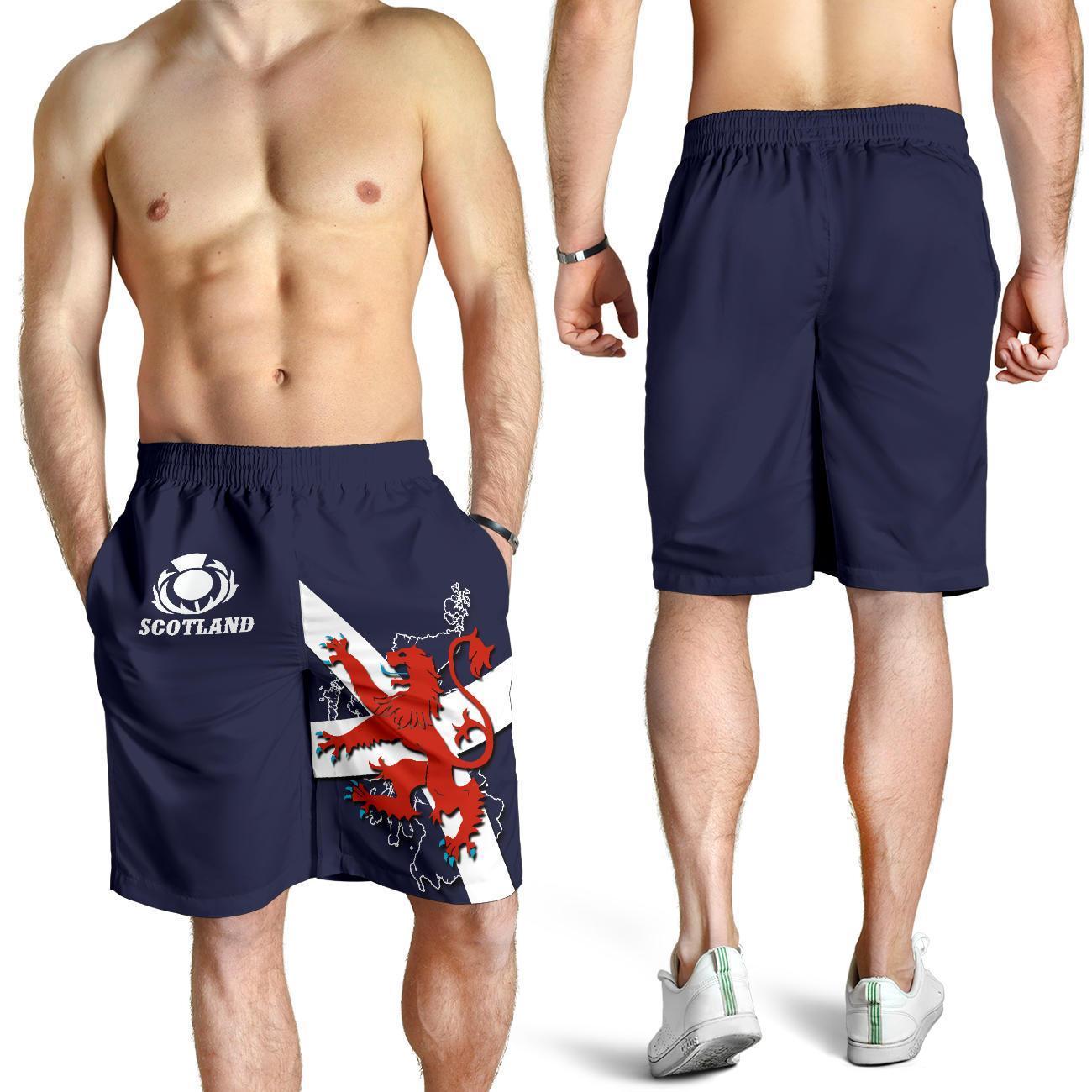 Scotland Rugby Men Shorts Lion Rampant with Thistle - Vibe Hoodie Shop