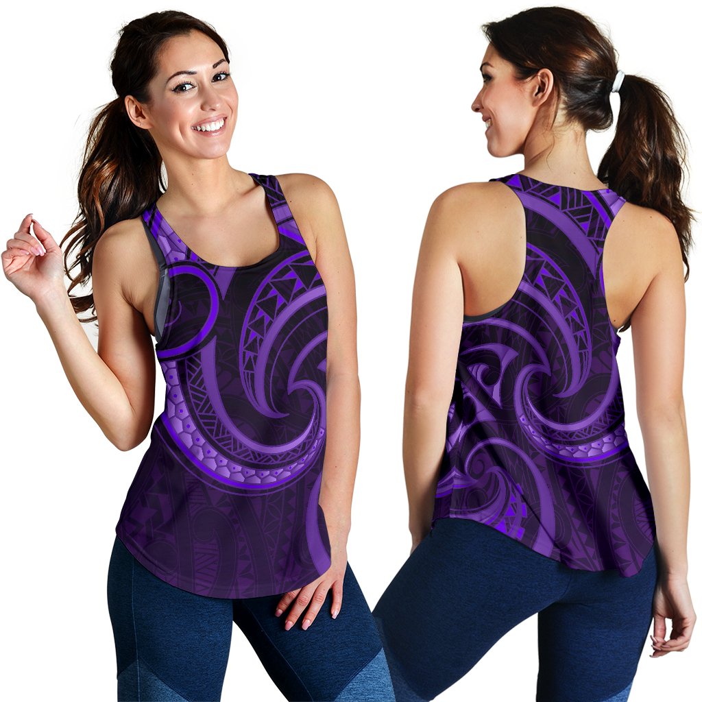 New Zealand Maori Mangopare Women Racerback Tank Polynesian - Purple - Vibe Hoodie Shop