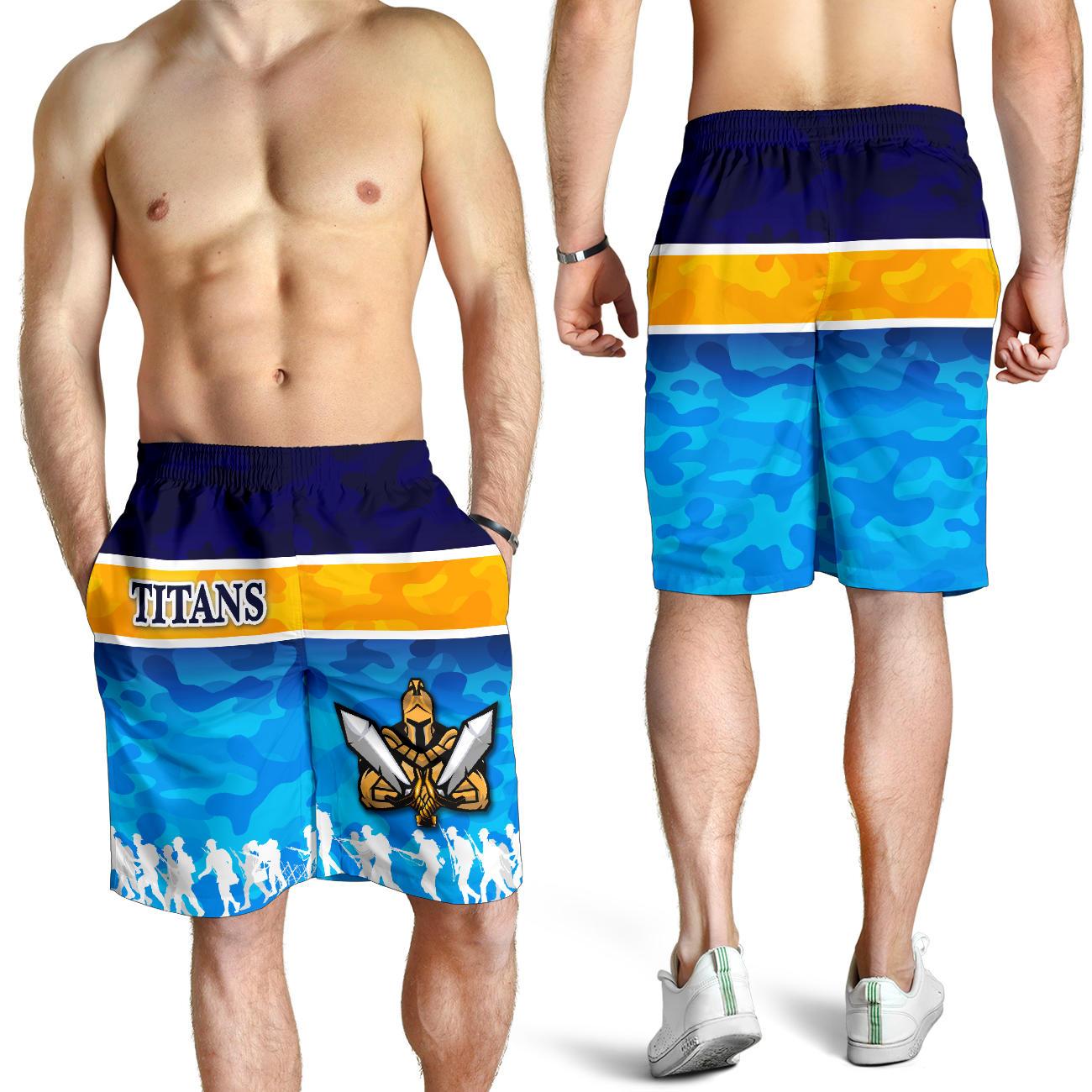 Gold Coast Men Shorts Titans Gladiator ANZAC Day 2021 Version - Camouflage - Vibe Hoodie Shop