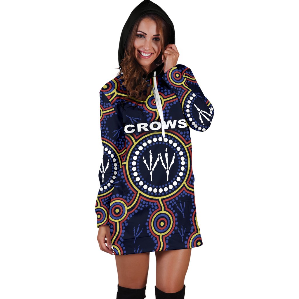 Adelaide Women Hoodie Dress Indigenous Crows Footprint - Vibe Hoodie Shop