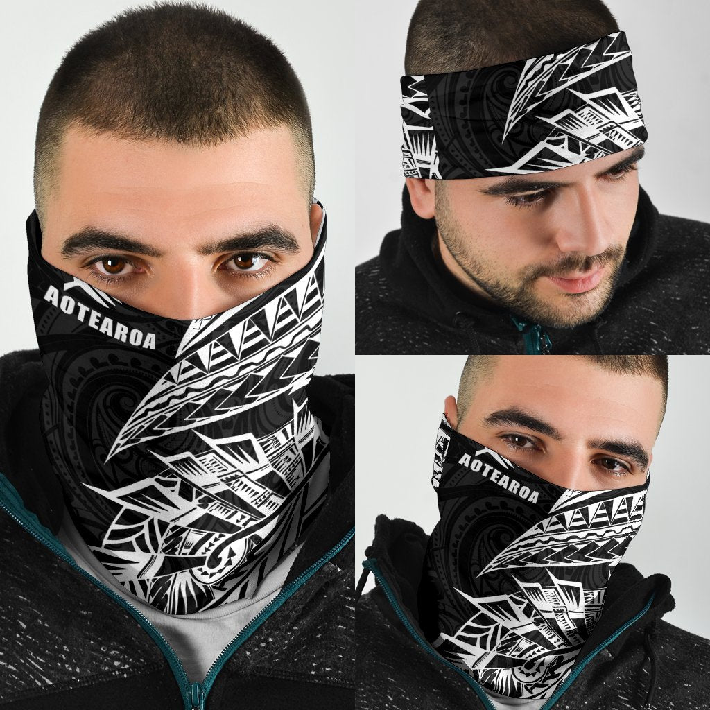 New Zealand Maori Tattoo Bandana Polynesian Style - Black - Vibe Hoodie Shop