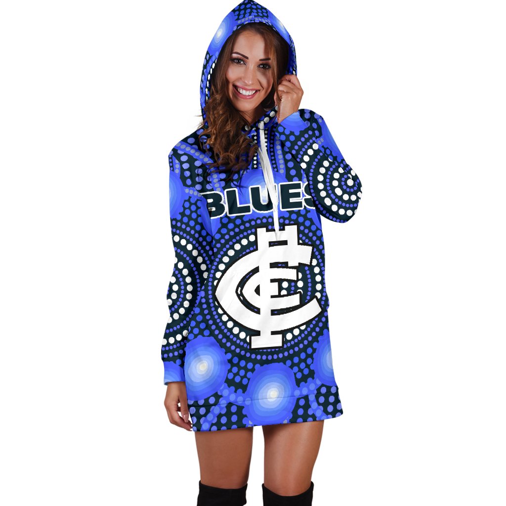 Blues Hoodie Dress Carlton Bright Indigenous - Vibe Hoodie Shop