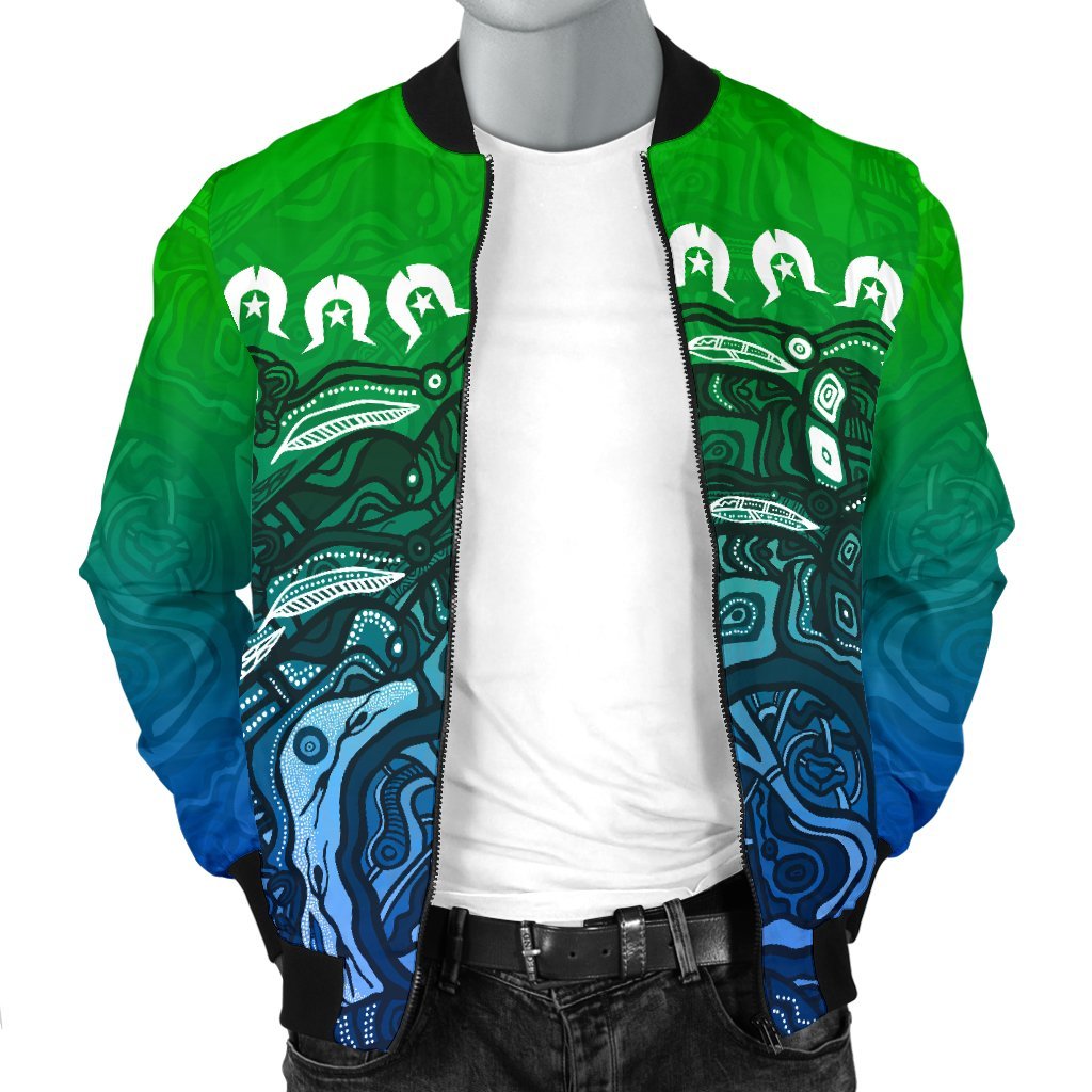 Torres Strait Islands Men's Bomber Jacket - Blue - Vibe Hoodie Shop