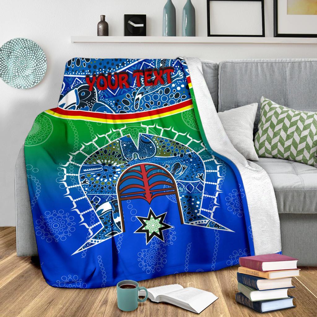 Personalised Premium Blanket - Torres Strait Symbol With Aboriginal Patterns - Vibe Hoodie Shop