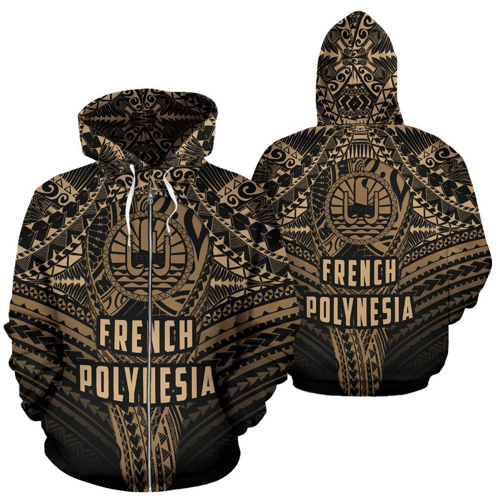 French Polynesia Hoodie Polynesian Tattoo Zip Hoodie - Vibe Hoodie Shop