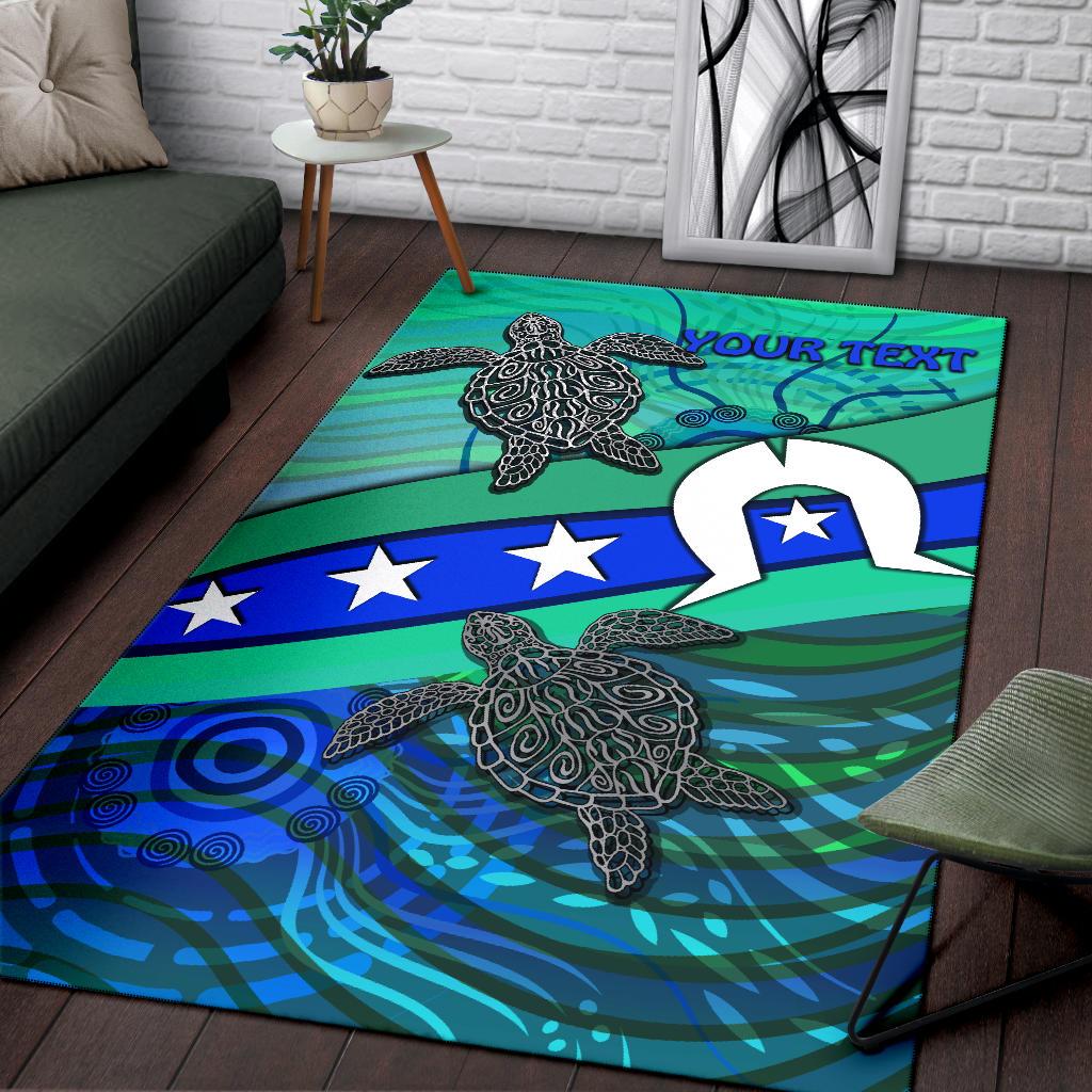 Personalised Area Rug - Torres Strait Flag And Turtle - Vibe Hoodie Shop