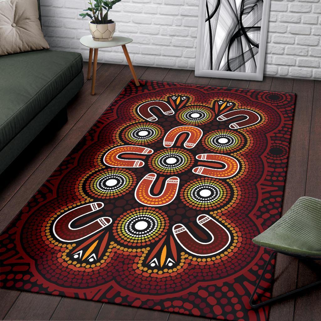 ABoriginal Area Rug - Aboriginal Dot Painting Flowers Style - Vibe Hoodie Shop