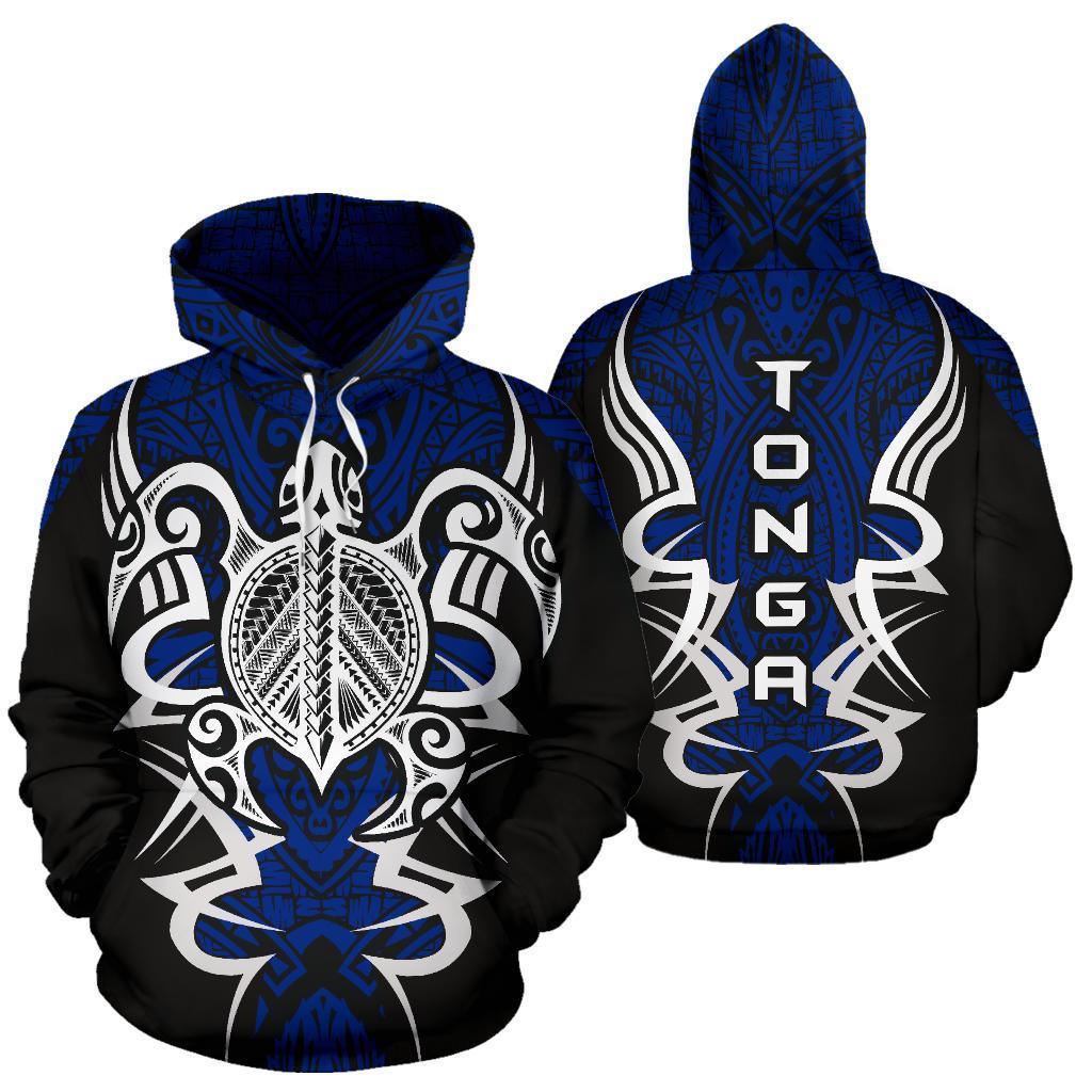 Hoodie Tonga Turtle Polynesian Blue - Armor Style - Vibe Hoodie Shop