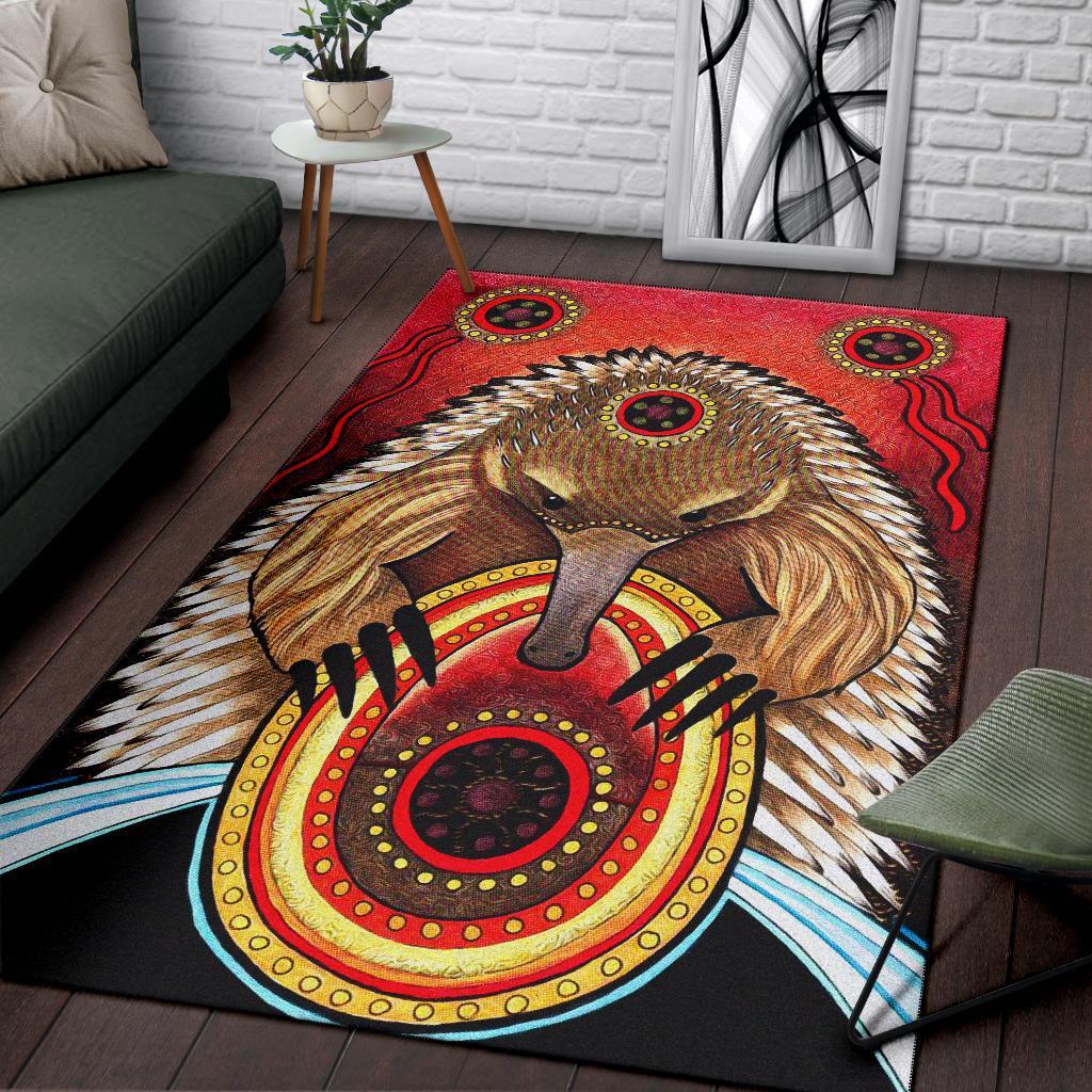 Aboriginal Area Rug - Australian Echidna - Vibe Hoodie Shop