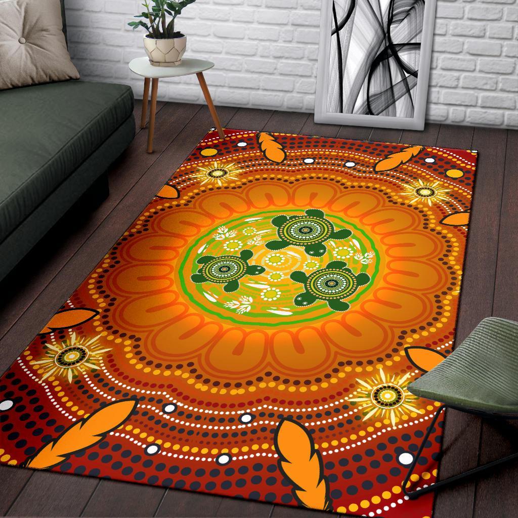 Aboriginal Area Rug, Turtle Circle Dot Painting Art - - Vibe Hoodie Shop