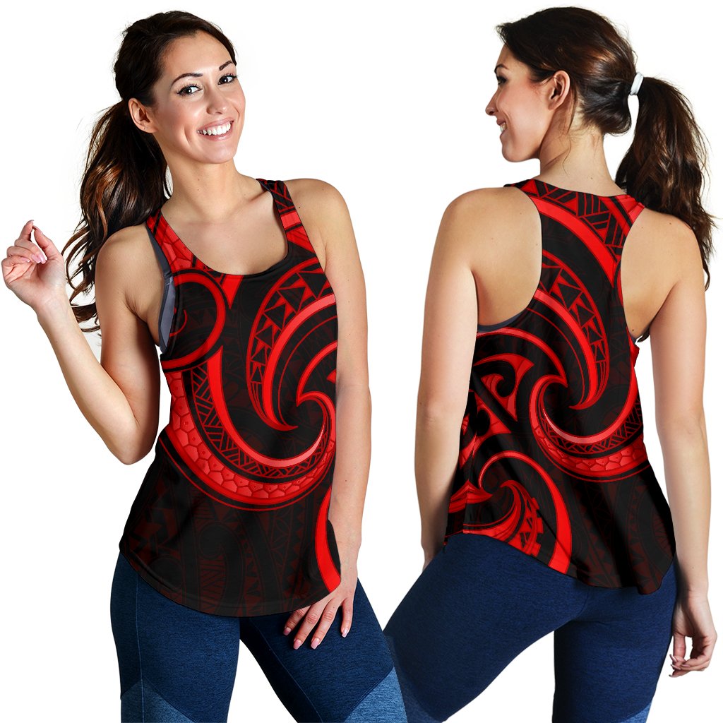 New Zealand Maori Mangopare Women Racerback Tank Polynesian - Red - Vibe Hoodie Shop