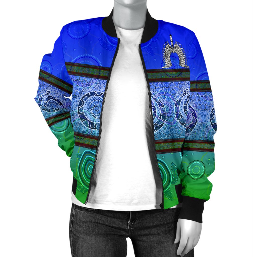 Women Bomber Jacket - Turtle With Dhari Mask Snake Patterns - - Vibe Hoodie Shop