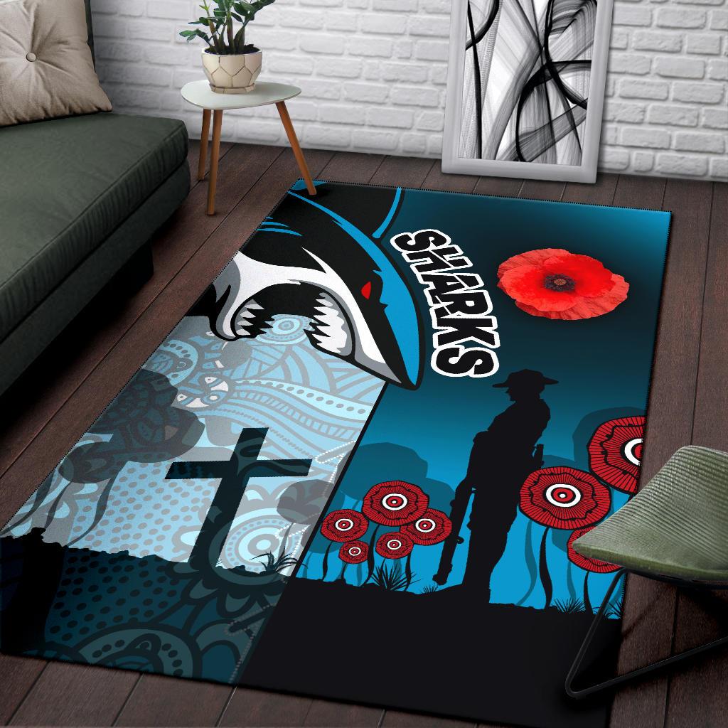 Sharks Area Rug Cronulla ANZAC Day - Vibe Hoodie Shop